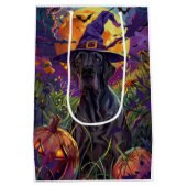 Spooky Great Dane Halloween Hexenkürbis Mittlere Geschenktüte (Rückseite)