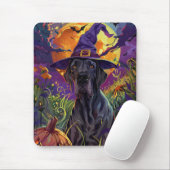 Spooky Great Dane Halloween Hexenkürbis Mousepad (Mit Mouse)