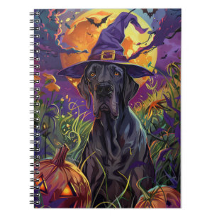 Spooky Great Dane Halloween Hexenkürbis Notizblock