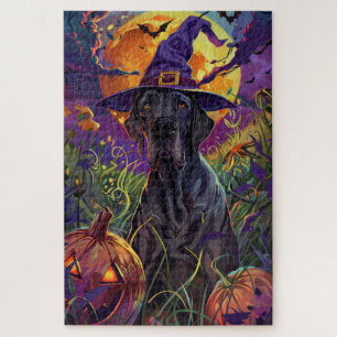 Spooky Great Dane Halloween Hexenkürbis Puzzle