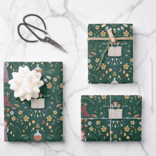 Spooky Green Halloween Hexe Geschenkpapier Set