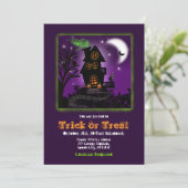 Spooky Green Hexe Spuk House Halloween-Party Einladung (Stehend Vorderseite)