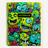 Spooky Green Monster Pattern Notizblock (Vorderseite)