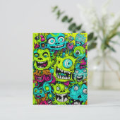 Spooky Green Monster Pattern Postkarte (Stehend Vorderseite)