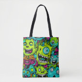 Spooky Green Monster Pattern Tasche (Vorderseite)