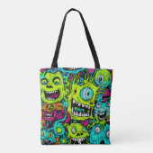 Spooky Green Monster Pattern Tasche (Rückseite)