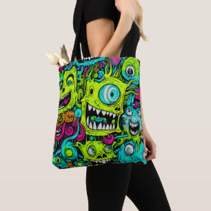 Spooky Green Monster Pattern Tasche