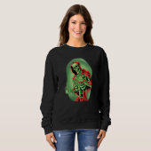 Spooky Green Skeleton Undead Death Occult Horror Sweatshirt (Vorne ganz)