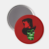 Spooky Green Skull mit Top Hat Magnet (Vorderseite/Rückseite)