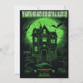 Spooky Green Spuk Mansion Halloween-Party Einladung (Vorderseite)