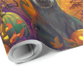Spooky Greyhound Hund Halloween Hexe und Pumpkin Geschenkpapier (Rolleneckpunkt)