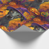 Spooky Greyhound Hund Halloween Hexe und Pumpkin Geschenkpapier (Ecke)