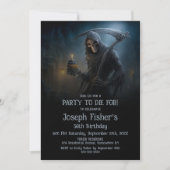 Spooky Grim Reaper with Cupcake Birthday Party Einladung (Vorderseite)