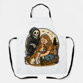 Spooky Grim Reaper with Girl and Dog Skeleton Art  Schürze (Vorderseite)
