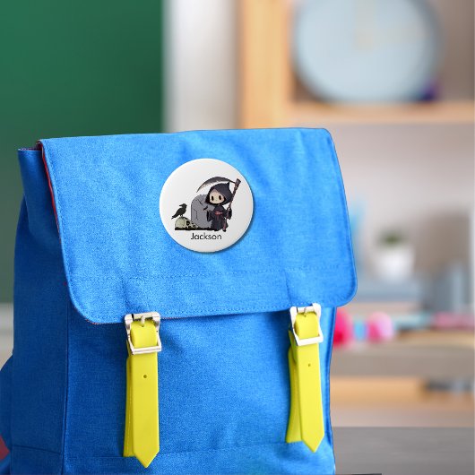 Spooky Grim Sensenmann Graveyard Crow Gothic Hallo Button