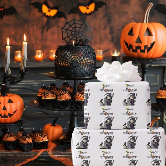 Spooky Grim Sensenmann Graveyard Crow Gothic Hallo Geschenkpapier