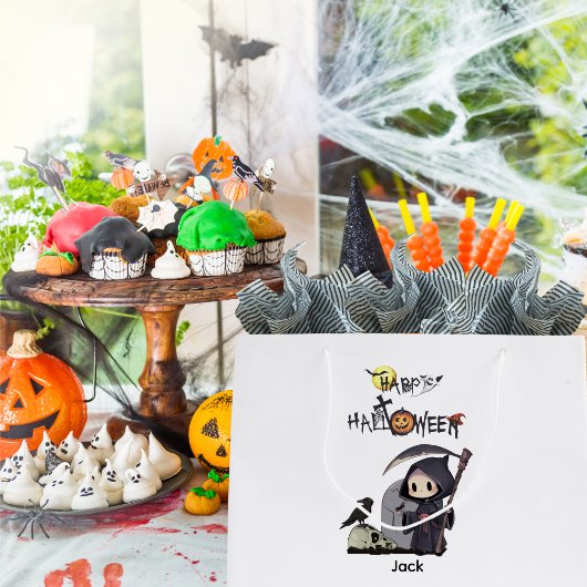 Spooky Grim Sensenmann Graveyard Crow Gothic Hallo Große Geschenktüte