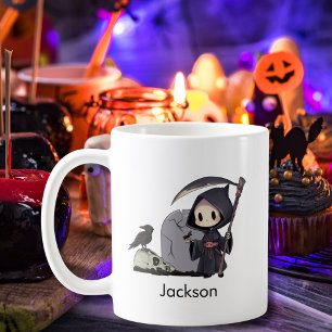 Spooky Grim Sensenmann Graveyard Crow Gothic Hallo Kaffeetasse