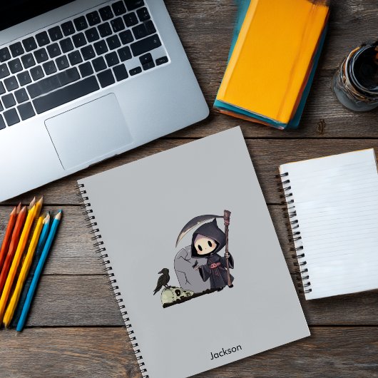 Spooky Grim Sensenmann Graveyard Crow Gothic Hallo Notizblock