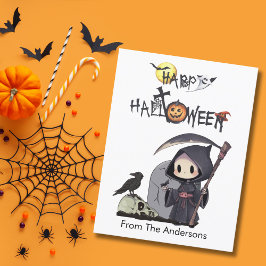 Spooky Grim Sensenmann Graveyard Crow Gothic Hallo Postkarte