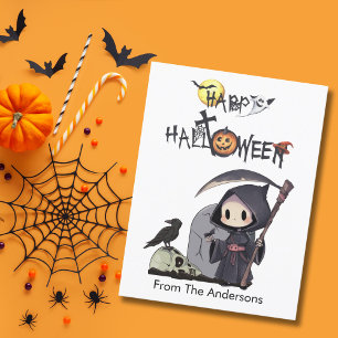 Spooky Grim Sensenmann Graveyard Crow Gothic Hallo Postkarte