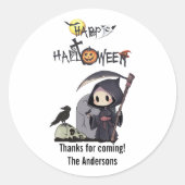 Spooky Grim Sensenmann Graveyard Crow Gothic Hallo Runder Aufkleber (Vorderseite)