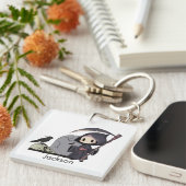 Spooky Grim Sensenmann Graveyard Crow Gothic Hallo Schlüsselanhänger (Vorderseite rechts)