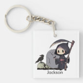 Spooky Grim Sensenmann Graveyard Crow Gothic Hallo Schlüsselanhänger (Vorderseite)