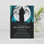 Spooky Grim Sensenmann Graveyard Halloween-Party Einladung (Stehend Vorderseite)