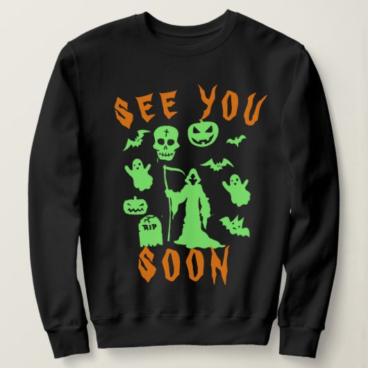 Spooky Grim Sensenmann Hoodie | Halloween Sweatshi (Design vorne)