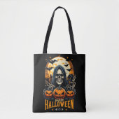 Spooky Grim Sensenmann Jack O' Lanterns Fledermäus Tasche (Vorderseite)