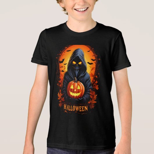 Spooky Grim Sensenmann Pumpkin Halloween Art T - S Tri-Blend Shirt (Vorderseite)