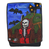 Spooky Grim Sensenmann Skeleton Rote Kapuzentbe Rucksack (Vorderseite)