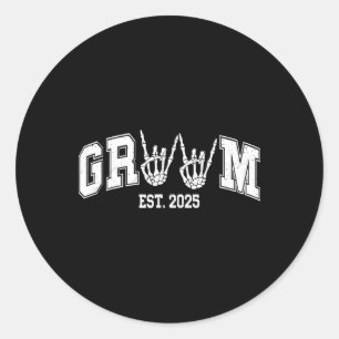 Spooky Groom Bride 2025 Gotische Halloween Paare Runder Aufkleber