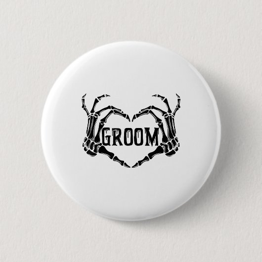 Spooky Groom Skeleton Hands Verlobung Wedding Hal Button (Vorderseite)