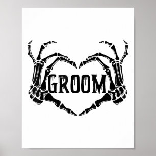 Spooky Groom Skeleton Hands Verlobung Wedding Hal Poster