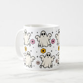 Spooky Groovy Ghosts & Blume Halloween Kaffeetasse (Vorderseite Links)