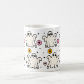 Spooky Groovy Ghosts & Blume Halloween Kaffeetasse (Mittel)