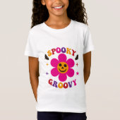 Spooky Groovy Pink Blume Halloween T-Shirt (Vorderseite)