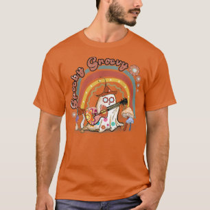 Spooky Groovy Rainbow Vintag Ghost Hippie Hallowe T-Shirt