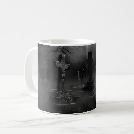 Spooky Gruesome Friedhof, Halloween Kaffeetasse (Vorderseite Links)