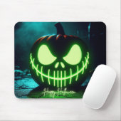 Spooky grün leuchtender Halloweenkürbis Mousepad (Mit Mouse)