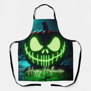 Spooky grün leuchtender Halloweenkürbis Schürze