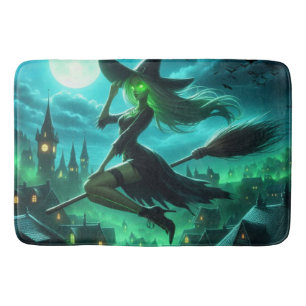 Spooky-grüne Aura Halloween-Hexe Badematte