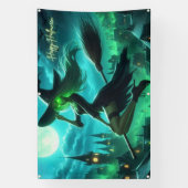 Spooky-grüne Aura Halloween-Hexe Banner (Vertikal)
