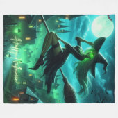Spooky-grüne Aura Halloween-Hexe Fleecedecke (Vorderseite (Horizontal))