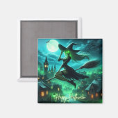 Spooky-grüne Aura Halloween-Hexe Magnet (Vorderseite/Rückseite)