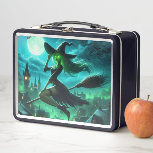 Spooky-grüne Aura Halloween-Hexe Metall Brotdose (Beispiel)