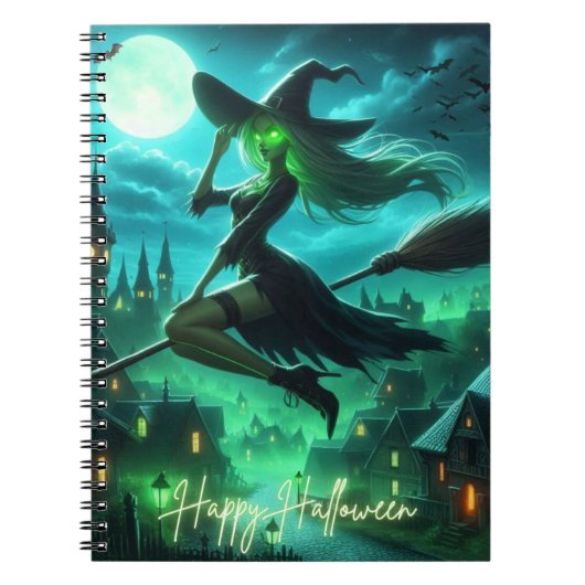 Spooky-grüne Aura Halloween-Hexe Notizblock (Vorderseite)