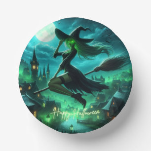 Spooky-grüne Aura Halloween-Hexe Pappteller
